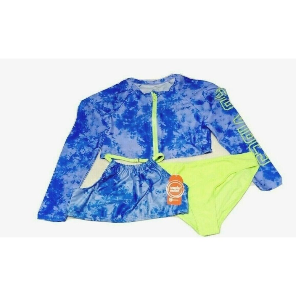 Girl's Wonder Nation 3pc Rash Guard Swim Suit Size 4/5 NWT